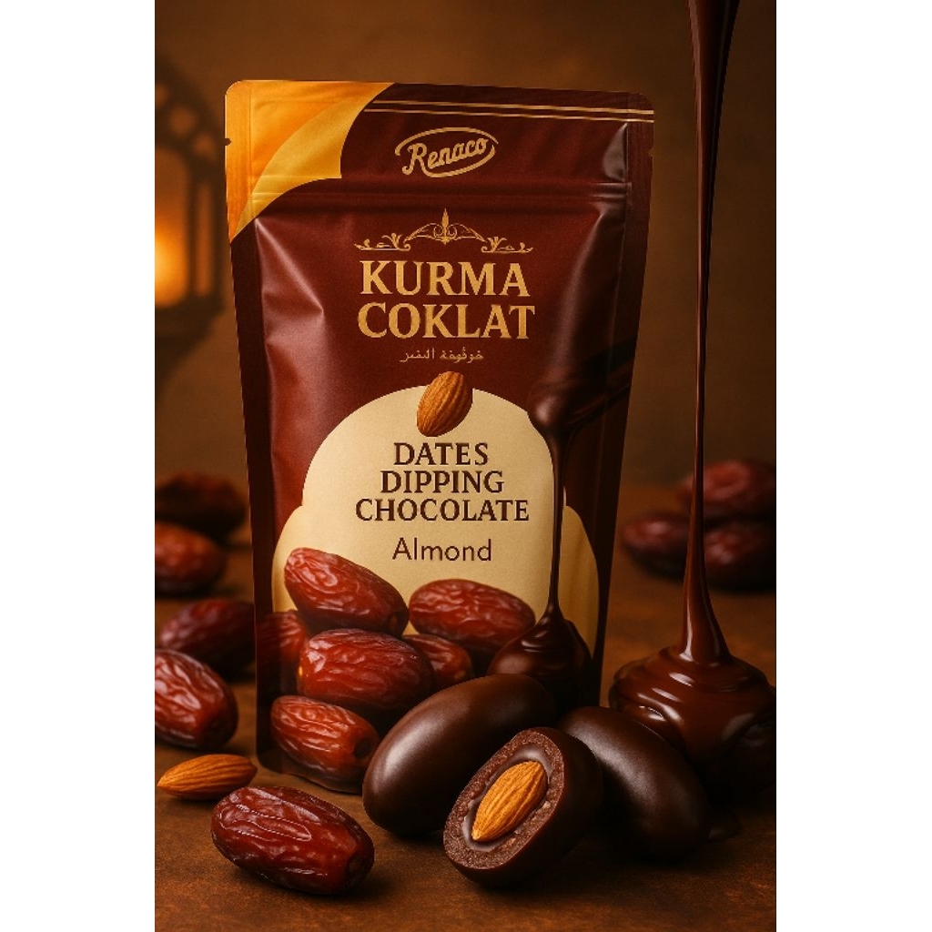 

Coklat Kurma Almond by Renaco Cemilan Manis Snack Oleh Oleh Haji Umroh Khas Tangerang