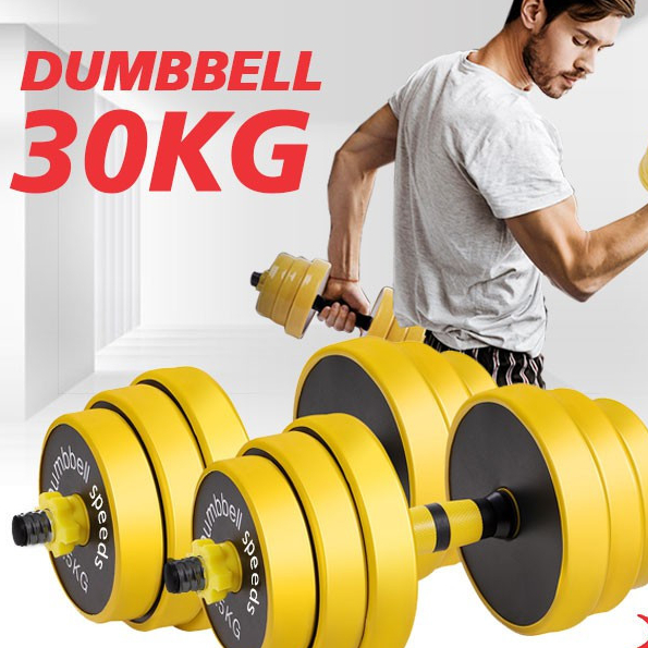 dumbel set karet kuning pvc Alat Olahraga Fitness Dumbell KARET/Dumbell Barbel Set 10KG 15KG 20KG 30