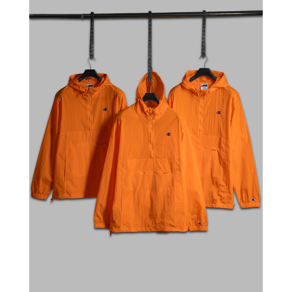 Jaket Packable Pria - Men's Half Zipp Packable Jacket Anorak Orange