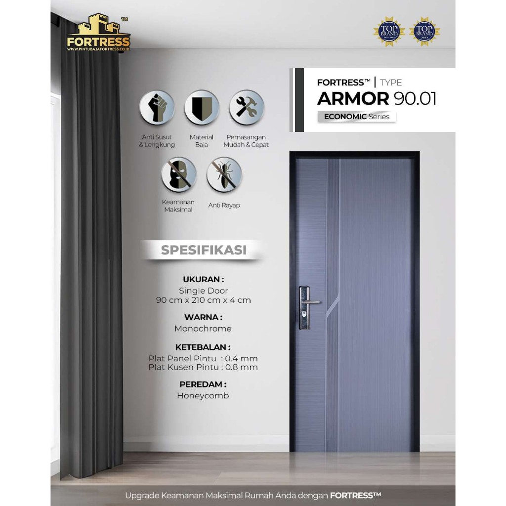 Fortress Armor Pintu Baja 90x210 Pintu Rumah Bahan Baja