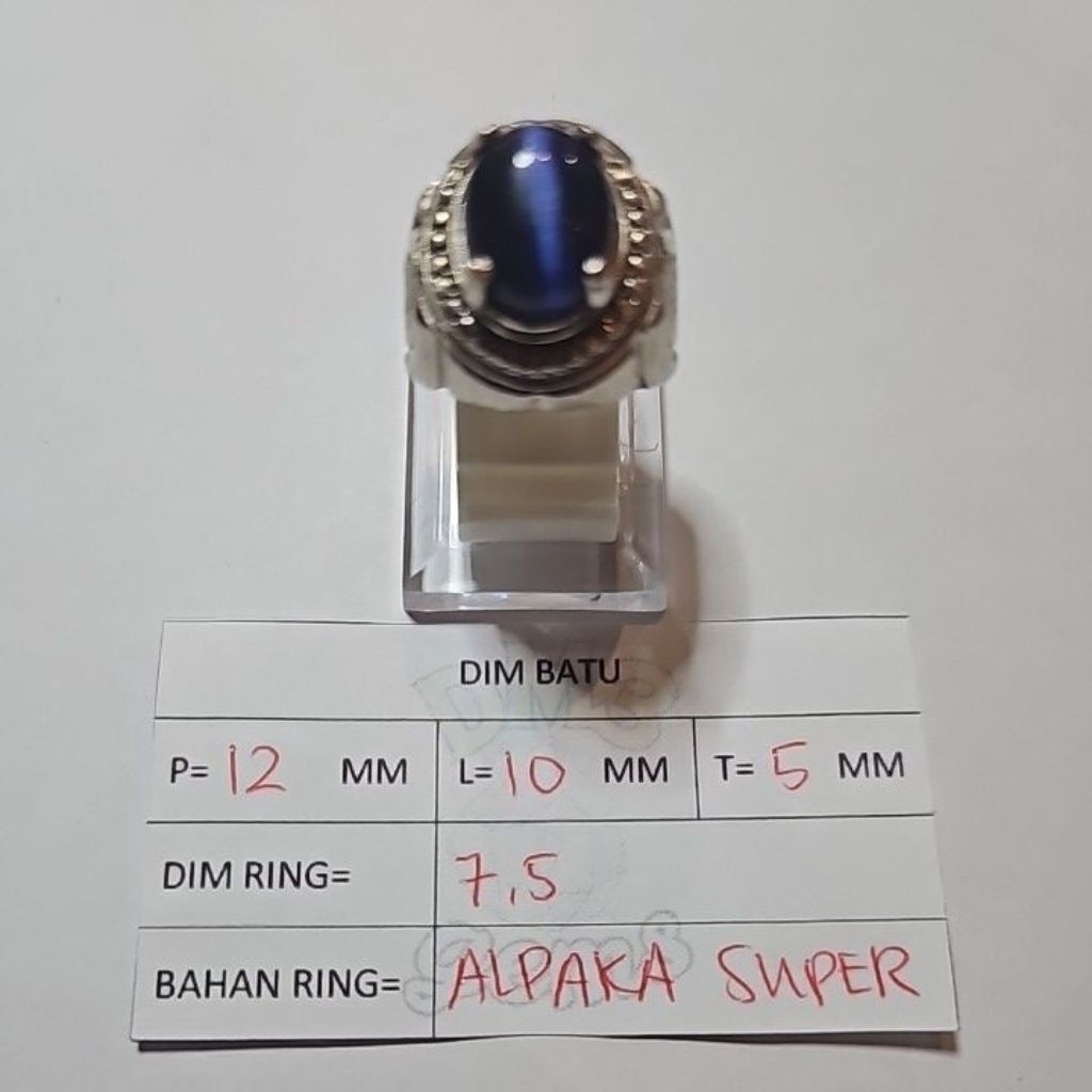 Cincin Batu Cat Eye Dim Kantoran Biru Tua Dongker