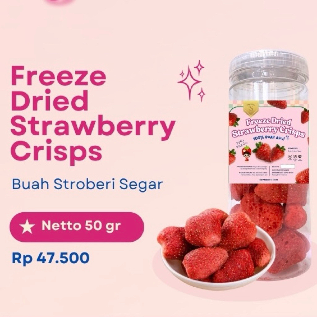 

Freeze Dried Strawberry | Cemilan Buah Kering Stroberi 50gr