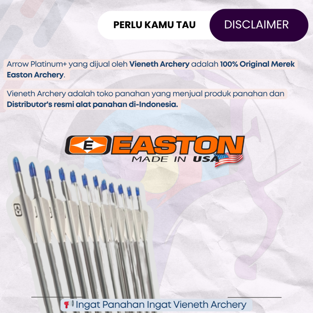 Ready Stock ARROW EASTON PLATINUM PLUS 6 PCS ANAK PANAH PLATINUM EASTON ARCHERY PANAHAN terlaris di