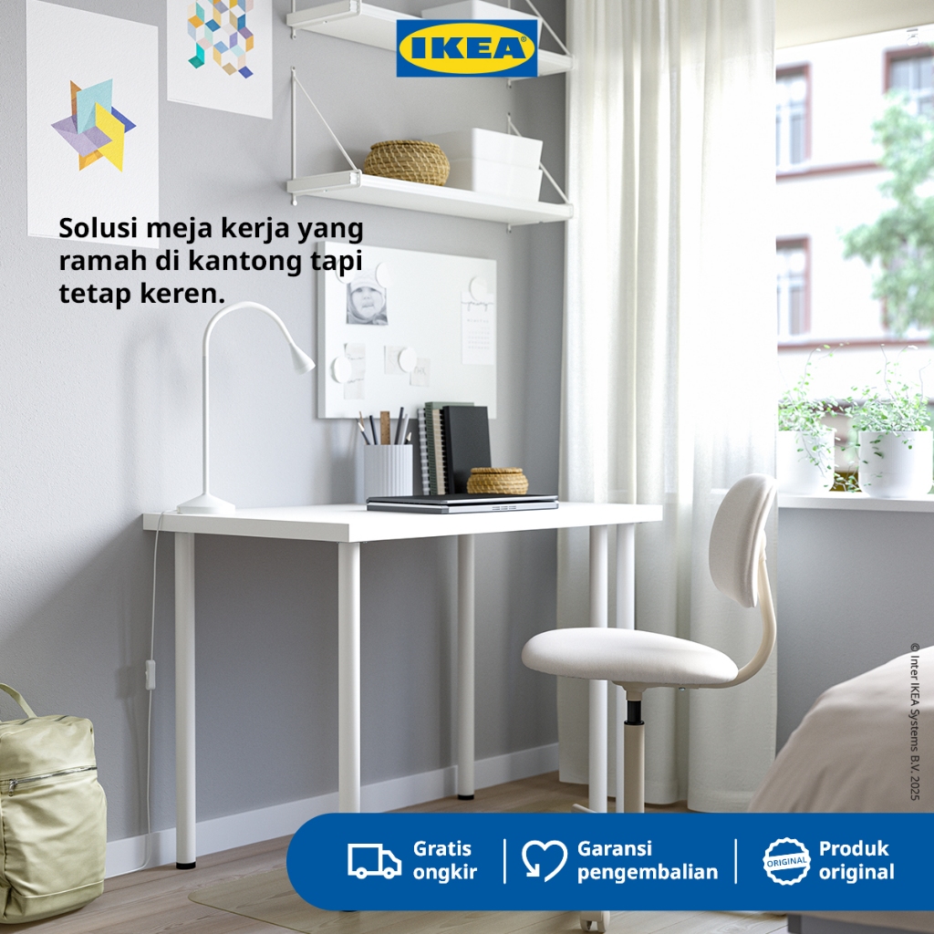 IKEA LINNMON/ADILS Meja Kerja Minimalis Meja Kantor Meja Belajar Serbaguna Putih 100x60 cm