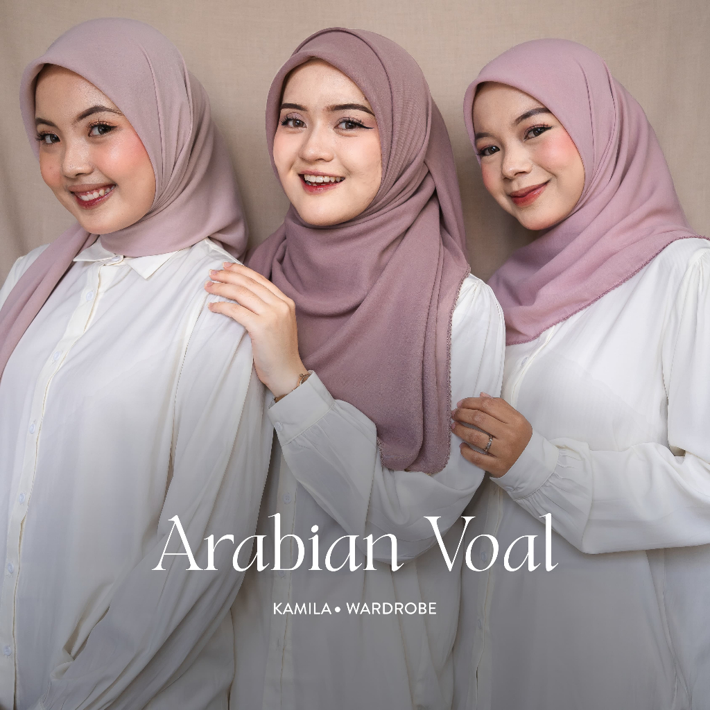 Kamila - ARABIAN VOAL || Hijab Segiempat Polos Arabian Ukuran 120x120