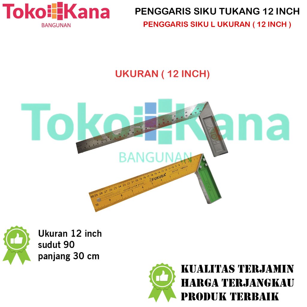 

Siku Tukang Warna Silver / Kuning (Fukuda) 12 Inch / 30 cm Pelat Tebal