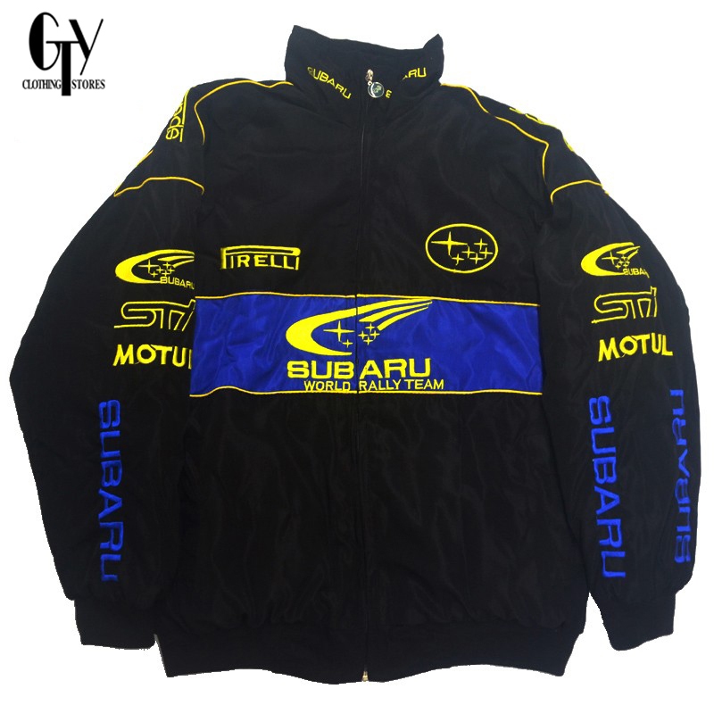 GTY Jaket Racing Vintage Pria Subaru F1 Bordir Premium Sport Varsity Jacket Parasut Waterproof Coat 