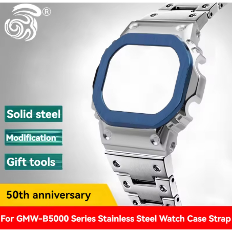 New Mod Kit for Ca si o G-S H O C K Series Modified GMW-B5000 Metal Strap Case GMW-B5000GD-9 Stainle