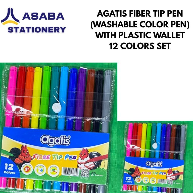 

AGATIS FIBER TIP PEN (WASHABLE COLOR PEN) WITH PLASTIC WALLET 12s COLORS