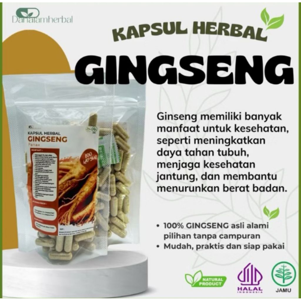 

kapsul ginseng 1pack isi 100butir/ginseng kapsul isi 100butir