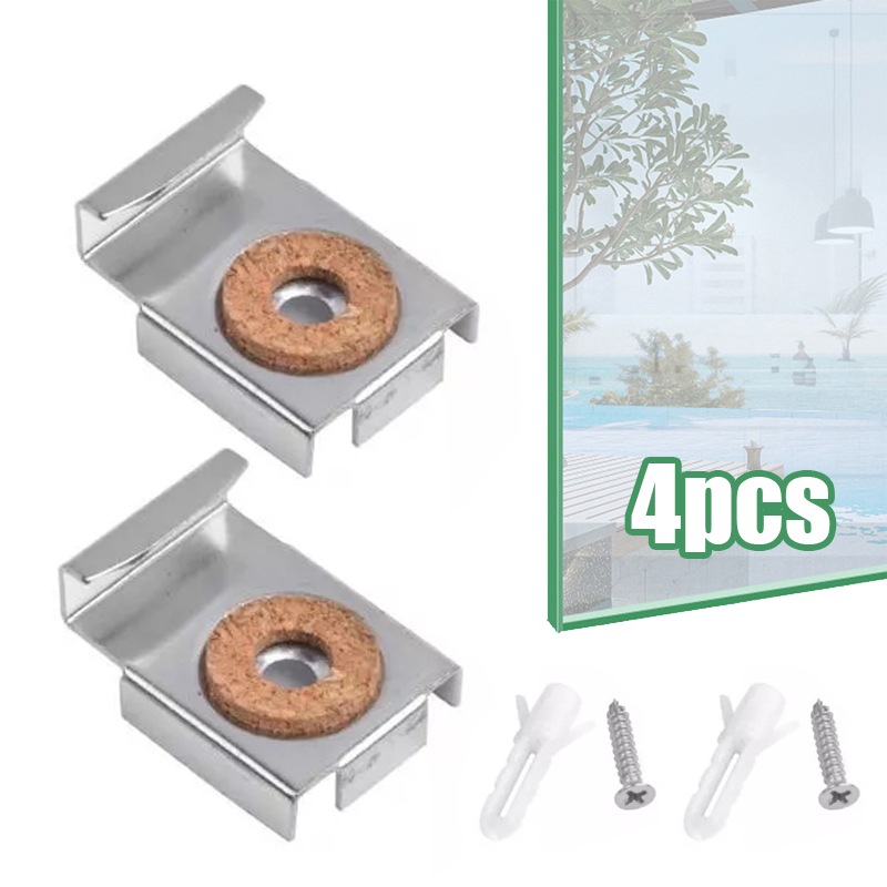 4pcs/Set Bracket Cermin Dinding Klem Penjepit Kaca Cermin Dinding Plat Jepit Kaca Cermin Westafel