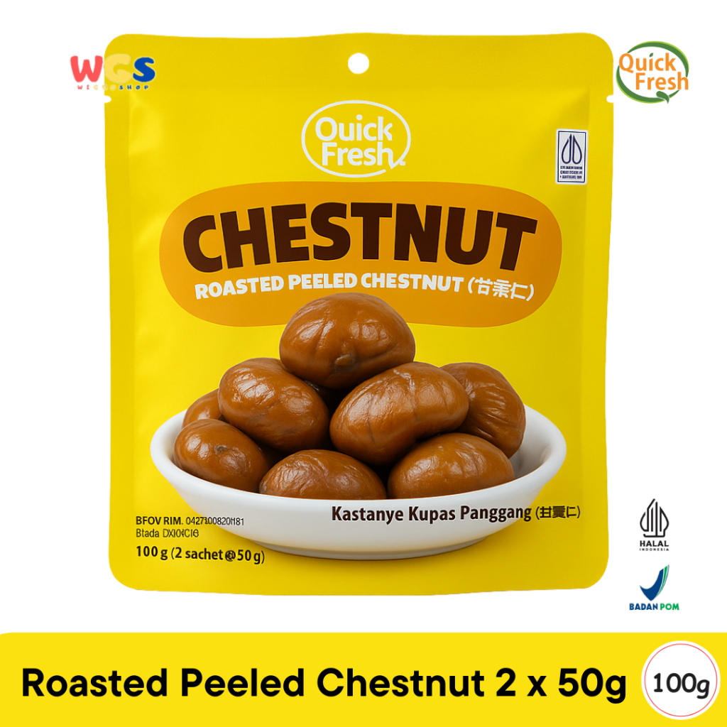

Quick Fresh Roasted Chestnut 100g (2 Sachet @50g) – Kastanye Panggang Kupas Siap Makan & Sehat