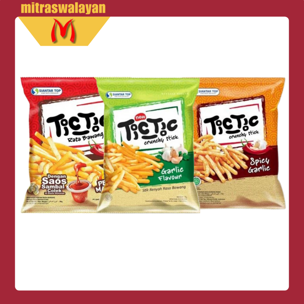 

TIC TIC Snack Crunchy Stick Garlic Flavor & Spicy Garlic Kemasan 70 gr
