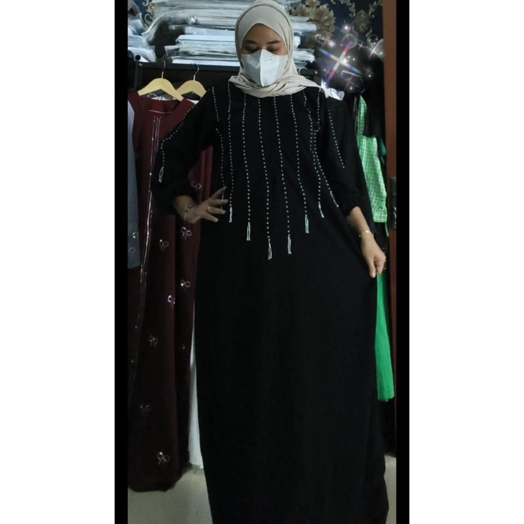 Gamis Hitam Saudi Terbaru Kincir Maxy Dress Dubai Murah Pakaian Wanita Muslim Turkey