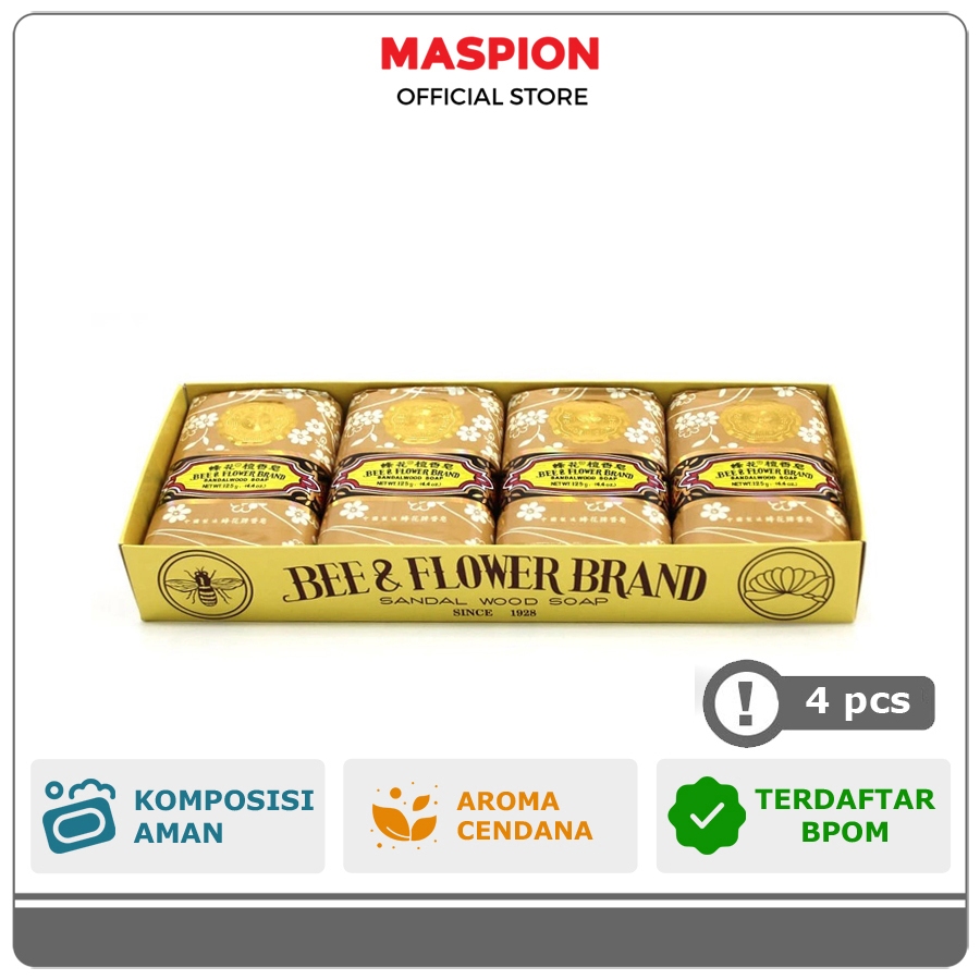 Maspion Sandalwood Soap Sabun Mandi Bee & Flower 125 Gram isi 4