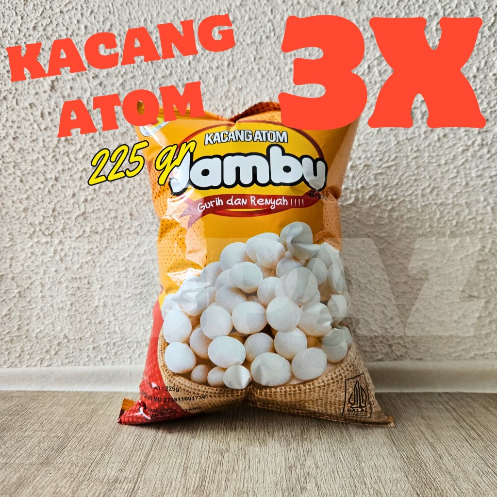 

3x Kacang Atom Jambu Original 225gr Sukro Shanghai LEBIH HEMAT! - Topaz Snack