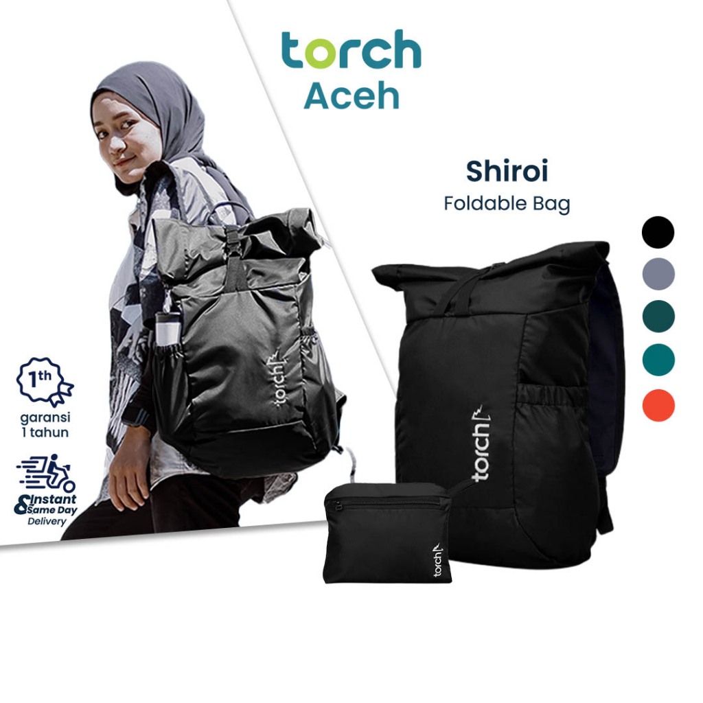 TORCH Shiroi Tas Ransel Lipat Sekolah Pria Wanita Tahan Air 19+2 Liter