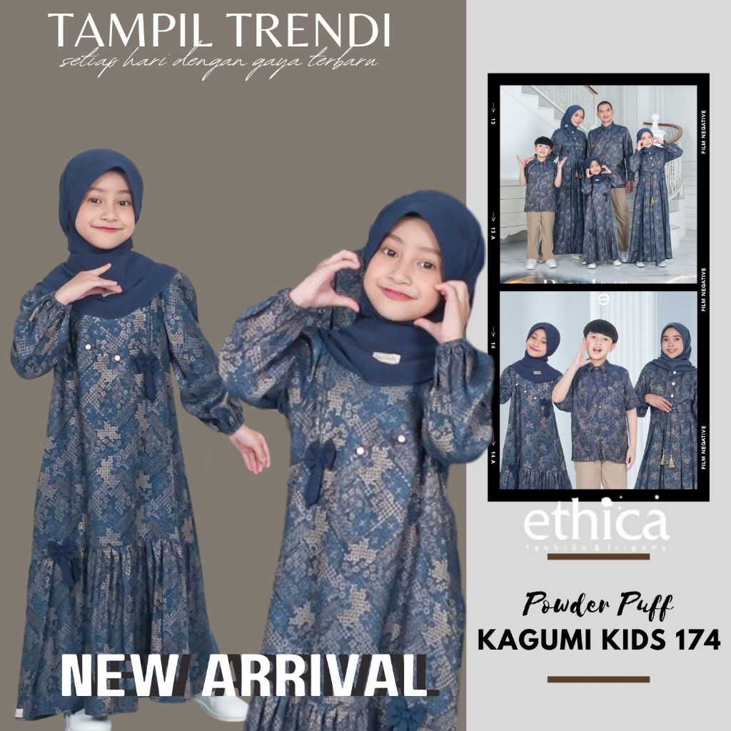 GAMIS HIJAB ANAK ETHICA KAGUMI KIDS 174 POWDER PUFF | DRESS PESTA ANAK