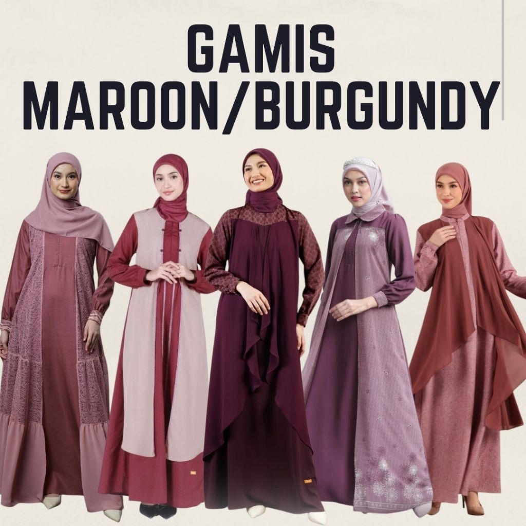 GAMIS DRESS WANITA DEWASA REMAJA WARNA MAROON BURGUNDY TERBARU KEKINIAN BY NIBRAS NEW STEP BISA COD 