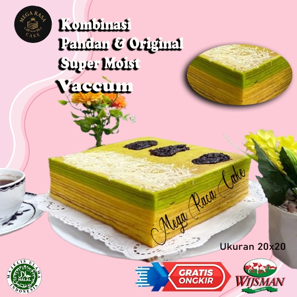 

LAPIS LEGIT MIX PANDAN ORIGINAL,kue lapis legit premium ukuran 20x20cm mega rasa cake