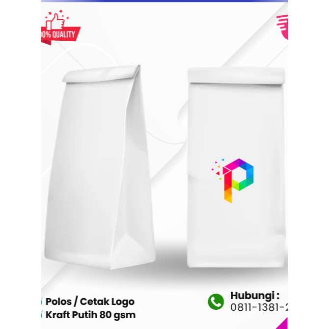 

Paperbag Putih Polos / Cetak Logo Uk 14,5 x 8 x 20 cm / Kantong Belanja / Tas Belanja