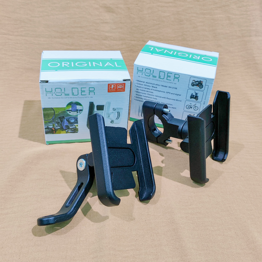 Holder HP Motor Spion Stang 3106 Full Besi Alumunium Phone Holder Motor Universal