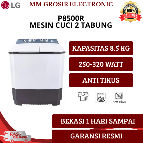 LG MESIN CUCI 2 TABUNG 8.5 KG BUKAAN ATAS P8500R P 8500 R SEMI AUTOMATIC GARANSI RESMI