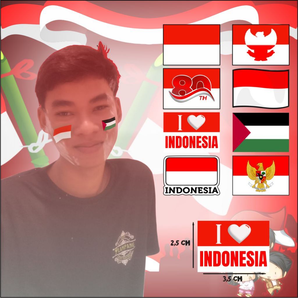 

(ISI 150 Pcs) Stiker Pipi Bendera Merah Putih l Kemerdekaan Hut Republik Indonesia 17 Agustus