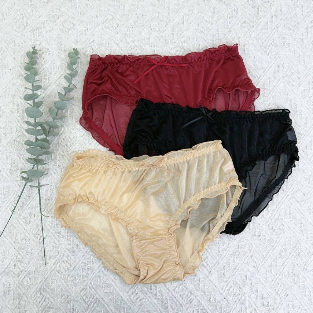 C14 Celana dalam wanita satin transparan bisa dipakai pria VS