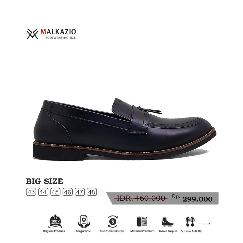 Malkazio - Jeff Loafers | Big Size 44 45 46 47 48 | Sepatu Pantofel Pria Ukuran Jumbo Besar