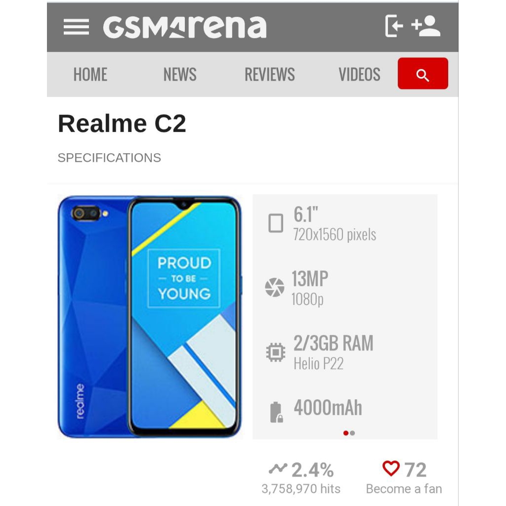 REALME C2 4G LTE ANDROID SECOND ORIGINAL, REALME C2
