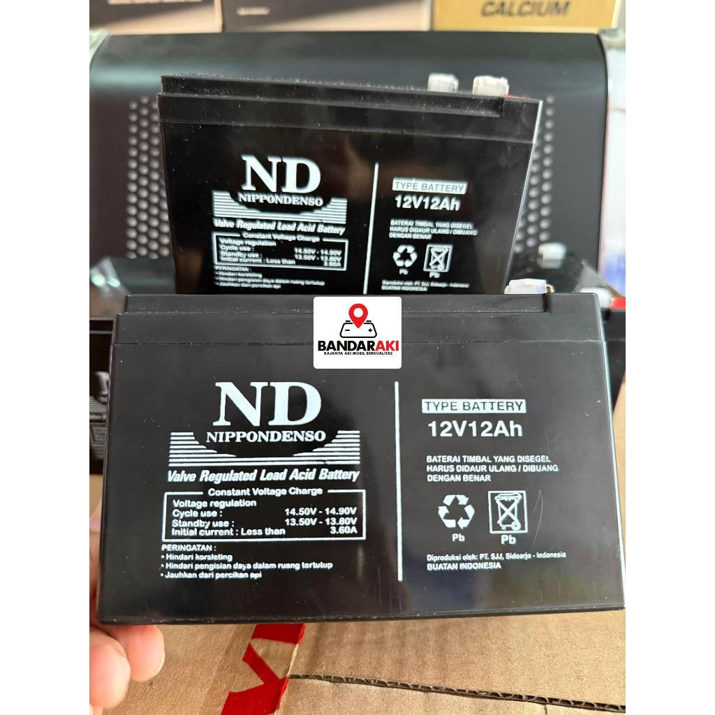 AKI SEPEDA LISTRIK / SELIS / AKI VRLA / AKI UPS ND 12V 12 AH  JAMINAN 100% ORIGINAL NIPPONDENSO