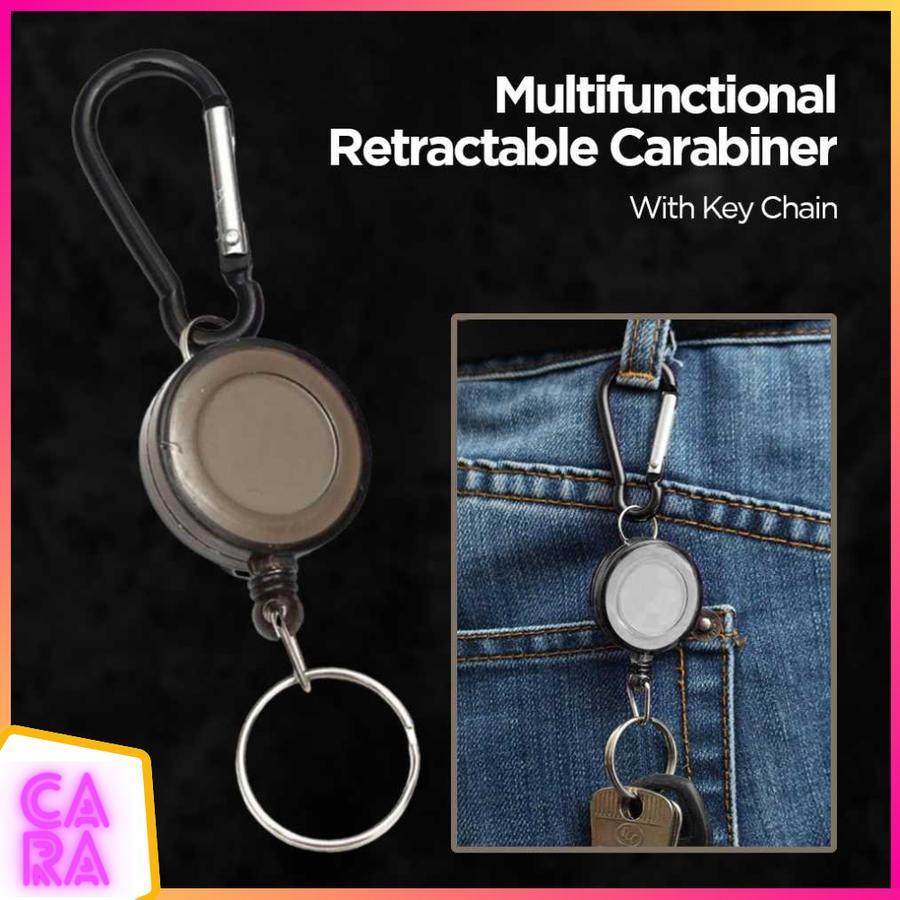 Gantungan Kunci Carabiner Tali Retractable