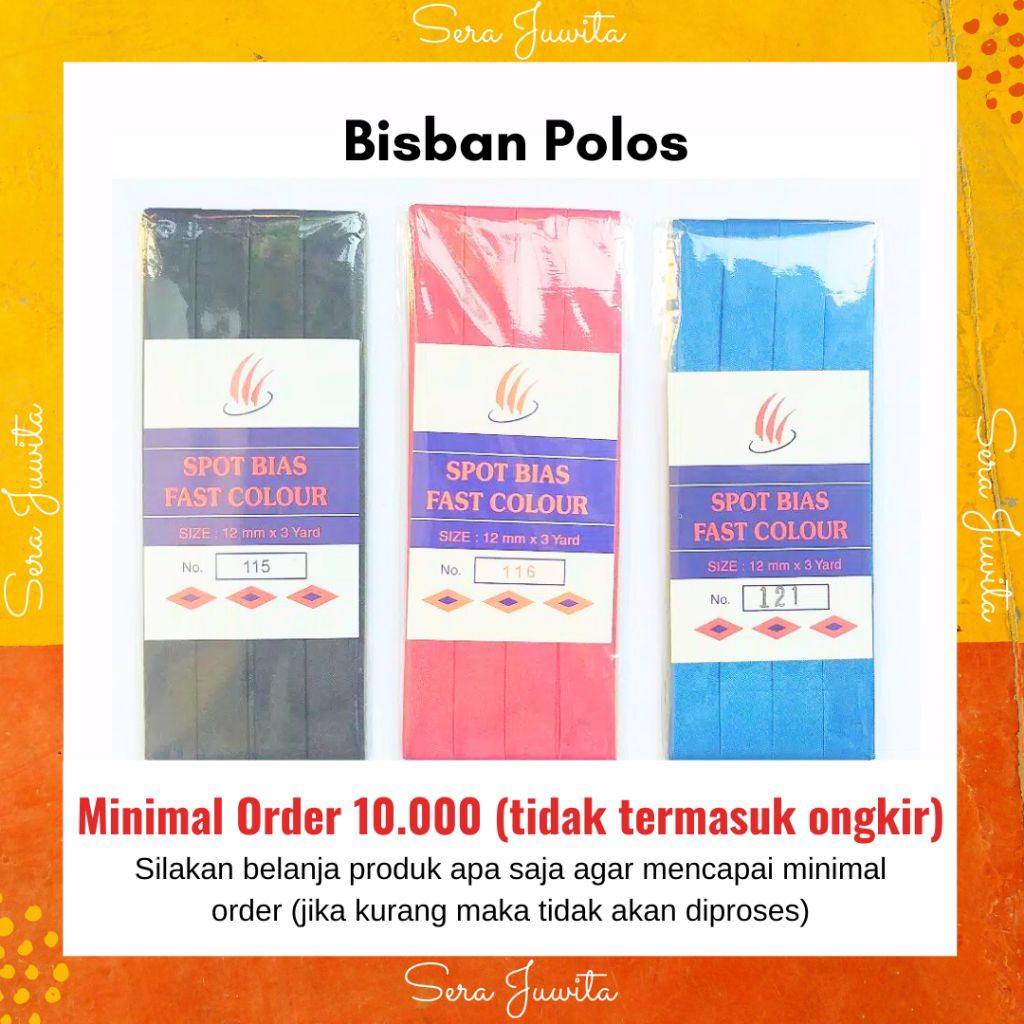 Bisban Polos/Kosong Bahan Satin Saten| List Jahitan Kerah Baju| Spot Bias Tape Warna Lengkap Murah 3