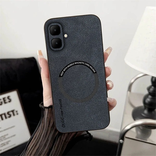 Casing Infinix Smart 10 Leather Magnetic Support Magsafe Wireless Charging