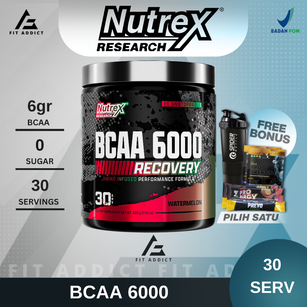 Nutrex Research BCAA 6000 225 Gram 30 Servings Essential Amino Acid Recovery