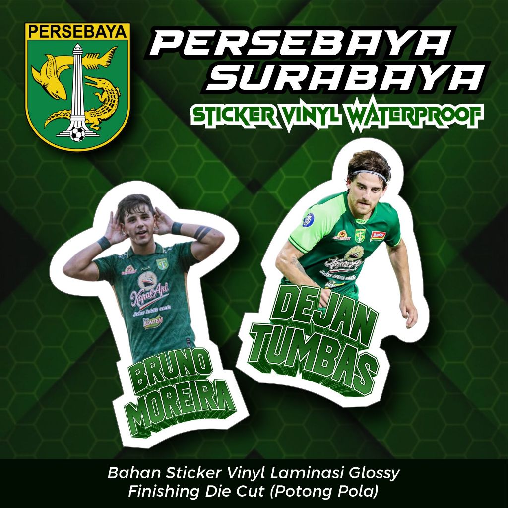 

STICKER 25 PCS SQUAD PERSEBAYA EDISI 2025 VINYL PREMIUM GLOSSY DIE CUT POTONG POLA