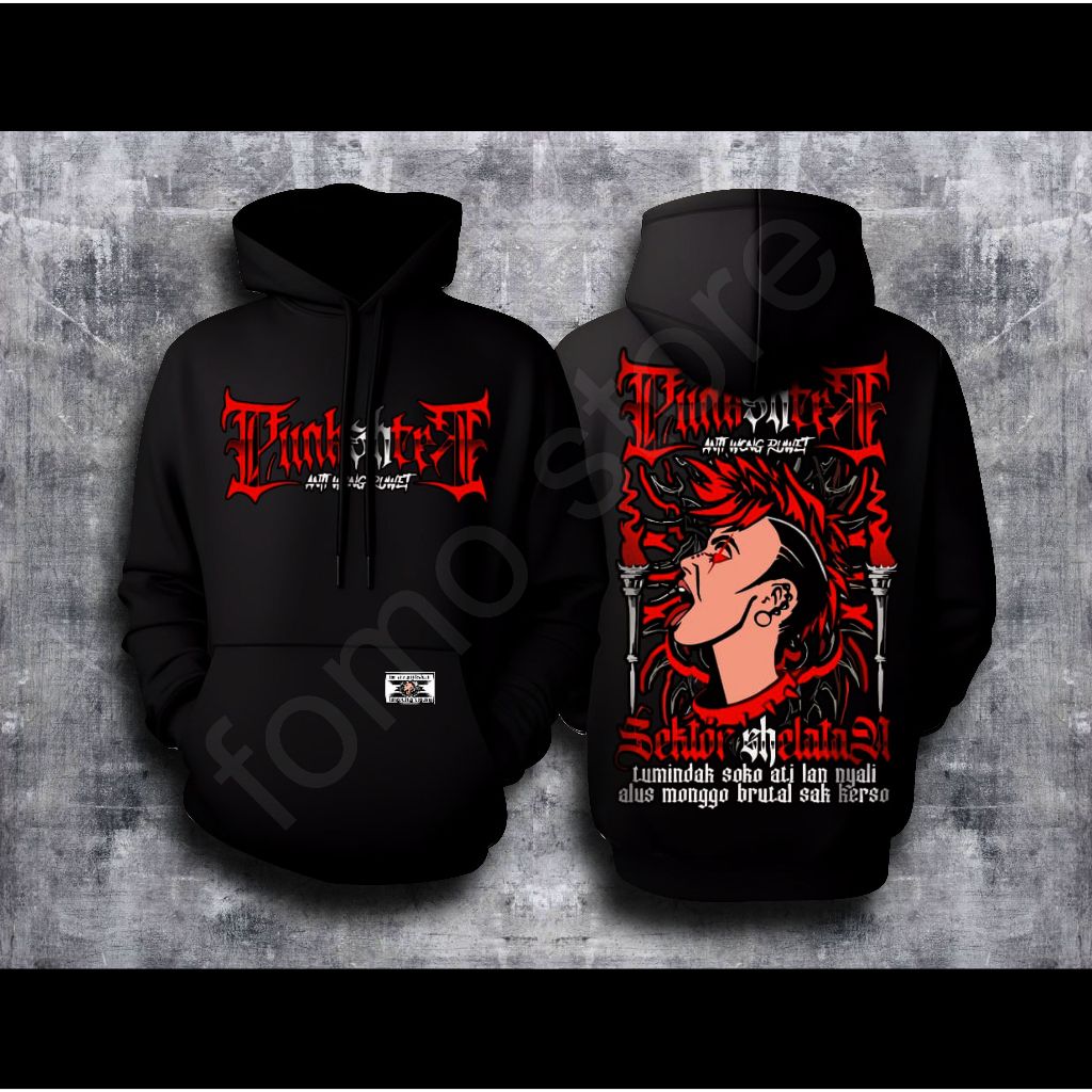 Hoodie & kaos punkshter | belakang full punggung | free stiker