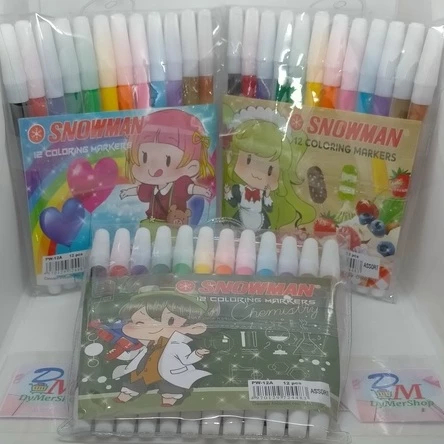 

Cat warna air - coloring markers SNOWMAN isi 12 warna kelir air 12 wrna colouring markers waterbased Ori 100% Original Asli Authentic