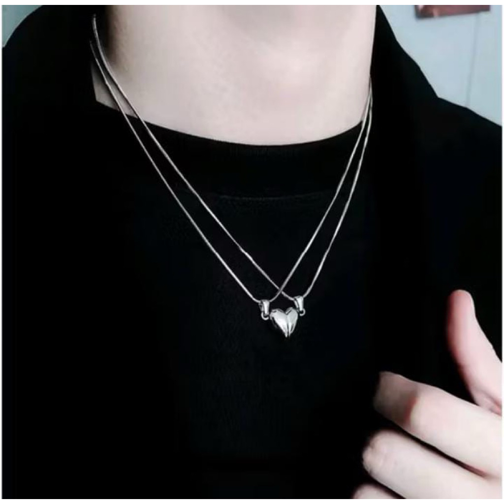 Kalung Couple Titanium Liontin Magnet Anti Luntur dan Anti Karat