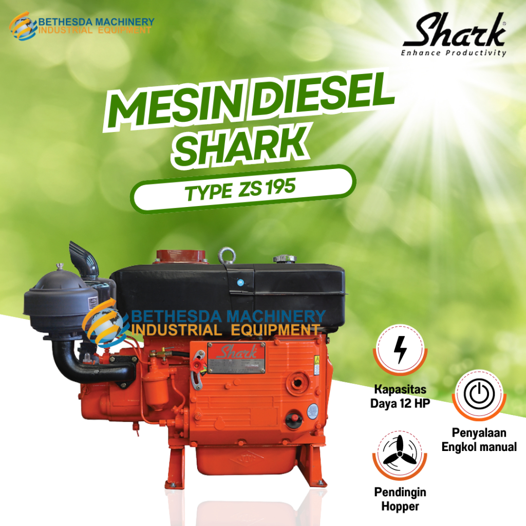 Diesel Engine SHARK R 195 12HP / 12 HP Mesin Penggerak 12 PK