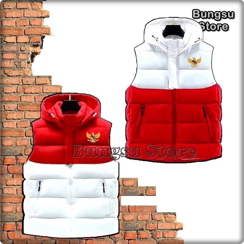 ROMPI VEST PRIA DEWASA MERAH PUTIH KEMERDEKAAN TEBAL HANGAT WINTER KEREN GUNUNG OUTDOOR TERBARU