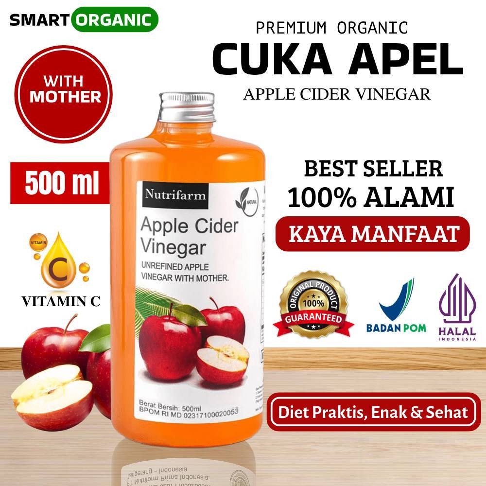 

Cuka Apel 500ml With Mother Diet Detox Original Premium Organik Apple Cider Vinegar 100% Asli