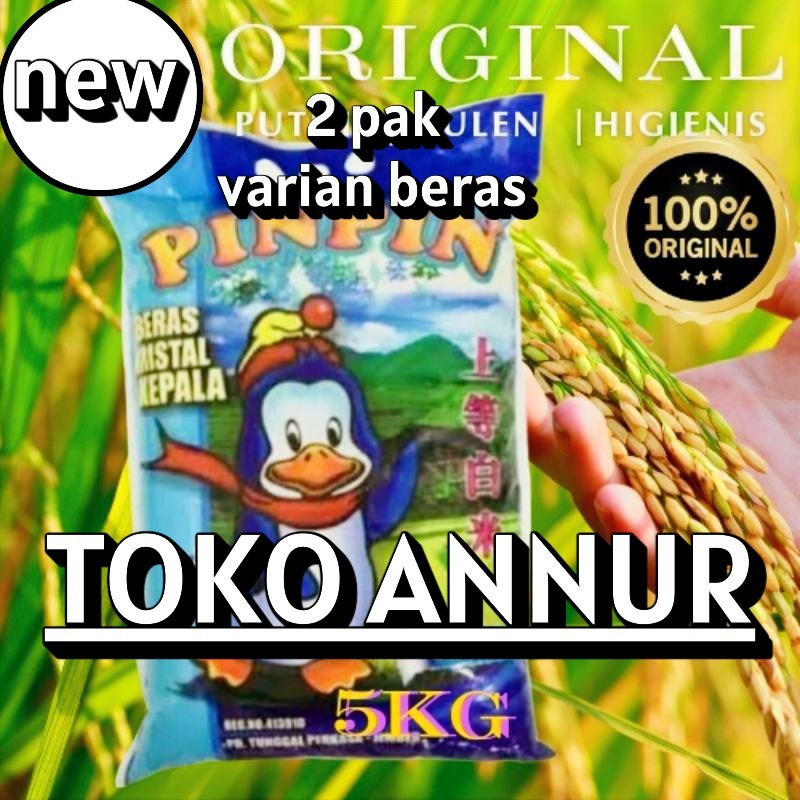 

2pak beras pinpin kemasan 5kg , varian beras kemasan 5kg