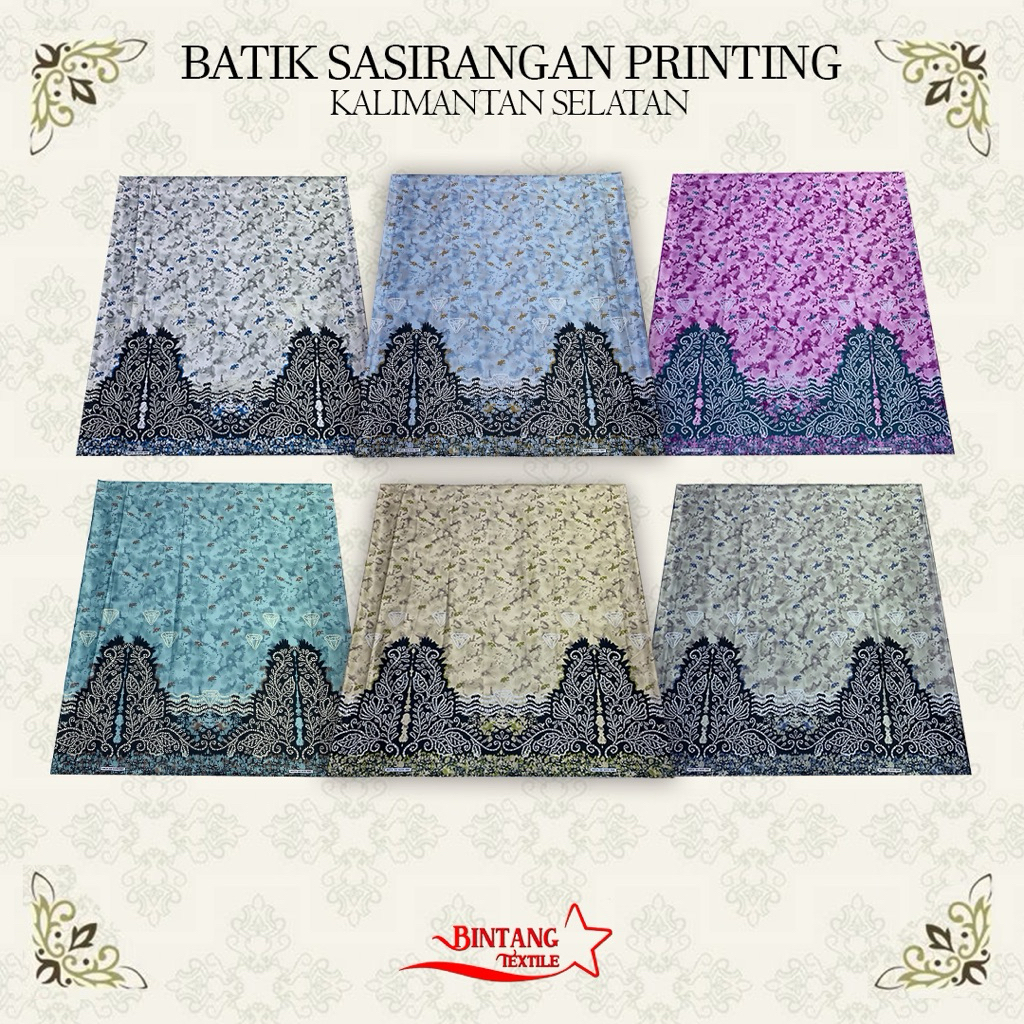 Kain Batik Khas Kalsel Sasirangan Banjar Pria Wanita Printing Moezza bahan Semi Sutera - Harga perse