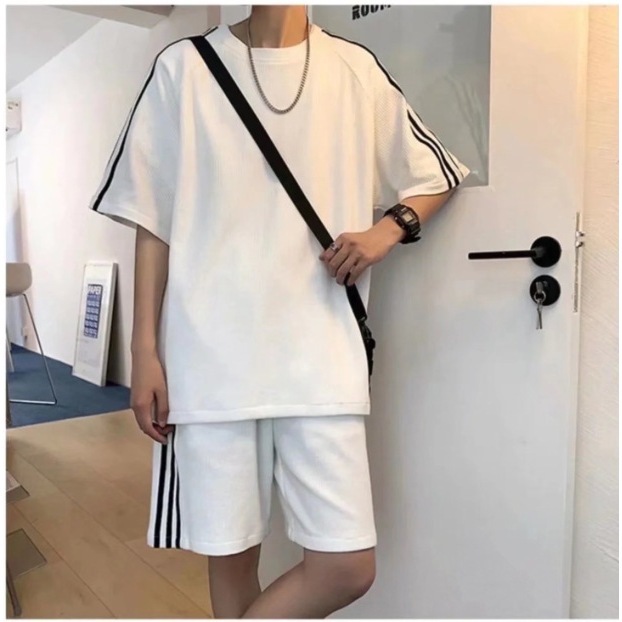 casual outfit pria Baju Kaos Pria baju satu set celana pendek pria original baju setelan remaja kore
