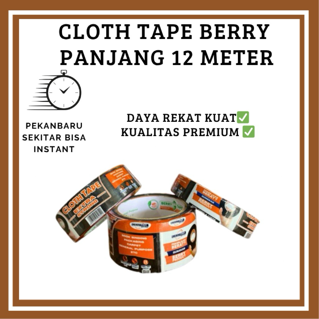 CLOTH TAPE BERRY - LAKBAN JILID - LAKBAN KAIN HITAM MERK BERRY