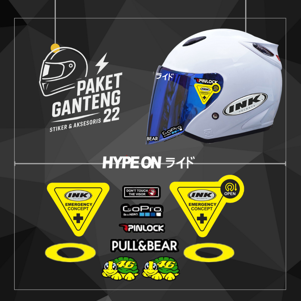 PAKET SET STIKER HELM INK HYPE ON