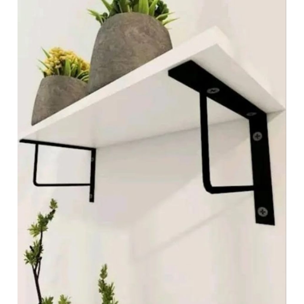 RAK DINDING AESTHETIC MINIMALIS JUMBO LEBAR 40CM PANJANG 100CM/RAK SIKU BESI KOKOH