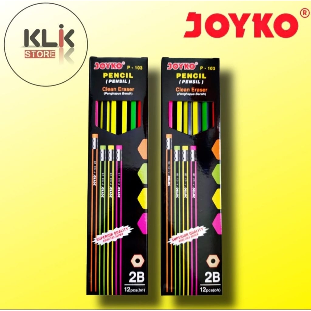 

(Pack / 12pcs) Pensil 2B Joyko P-103 / Pencil Ujian Kayu Dengan Penghapus Clean Eraser